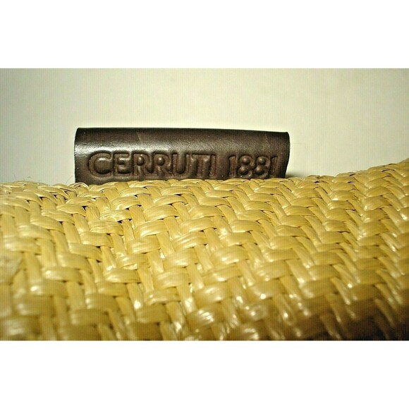 Cerruti 1881 Purse Tan Bucket Bag Faux Leather Shoulder Bag Raffia Purse - Picture 4 of 5